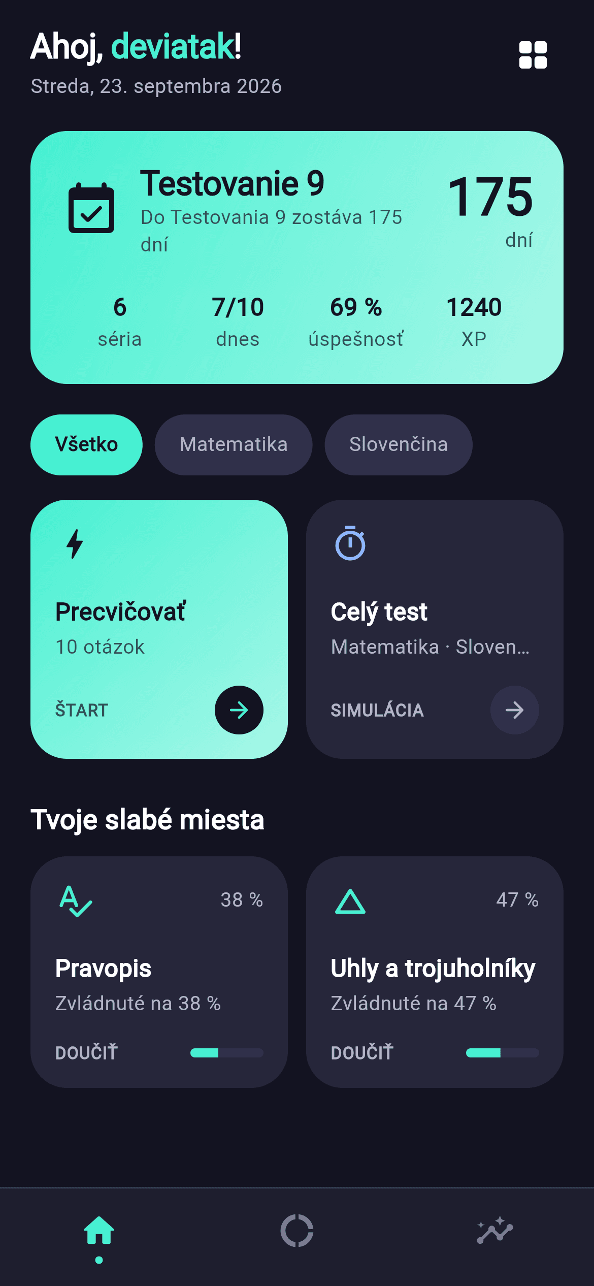 Deviatak home screen