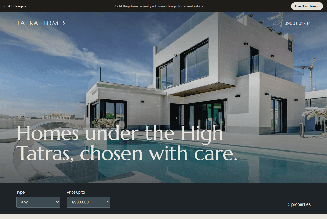 Tatra Homes, a real estate website