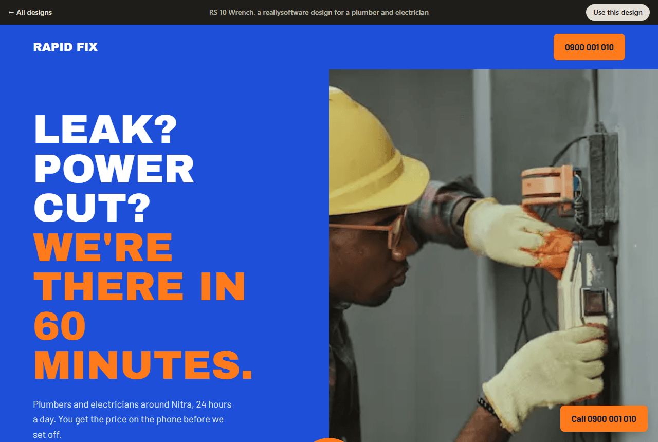 Rapid Fix, a plumber and electrician website